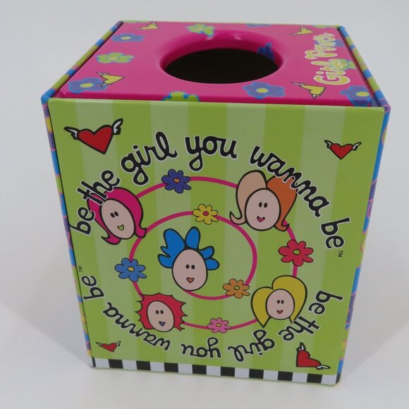 2 Grrrls Inc 2000 Metal Flower Floral Be The Girl You Wanna Be Tissue Box Cover - Picture 5 of 9